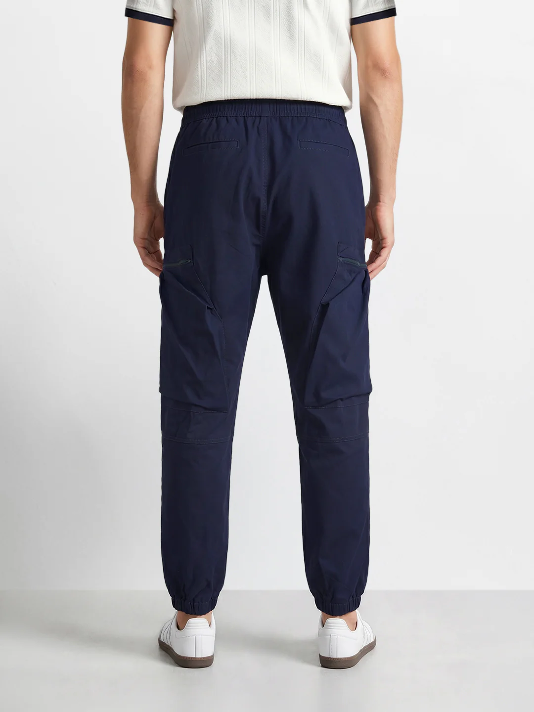Men's Blue Relaxed Fit Solid Utility Cargo - Image 3