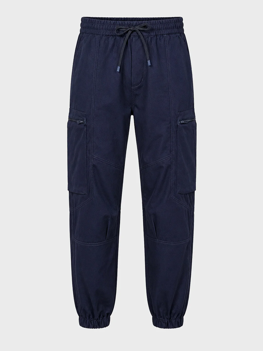 Men's Blue Relaxed Fit Solid Utility Cargo - Image 5