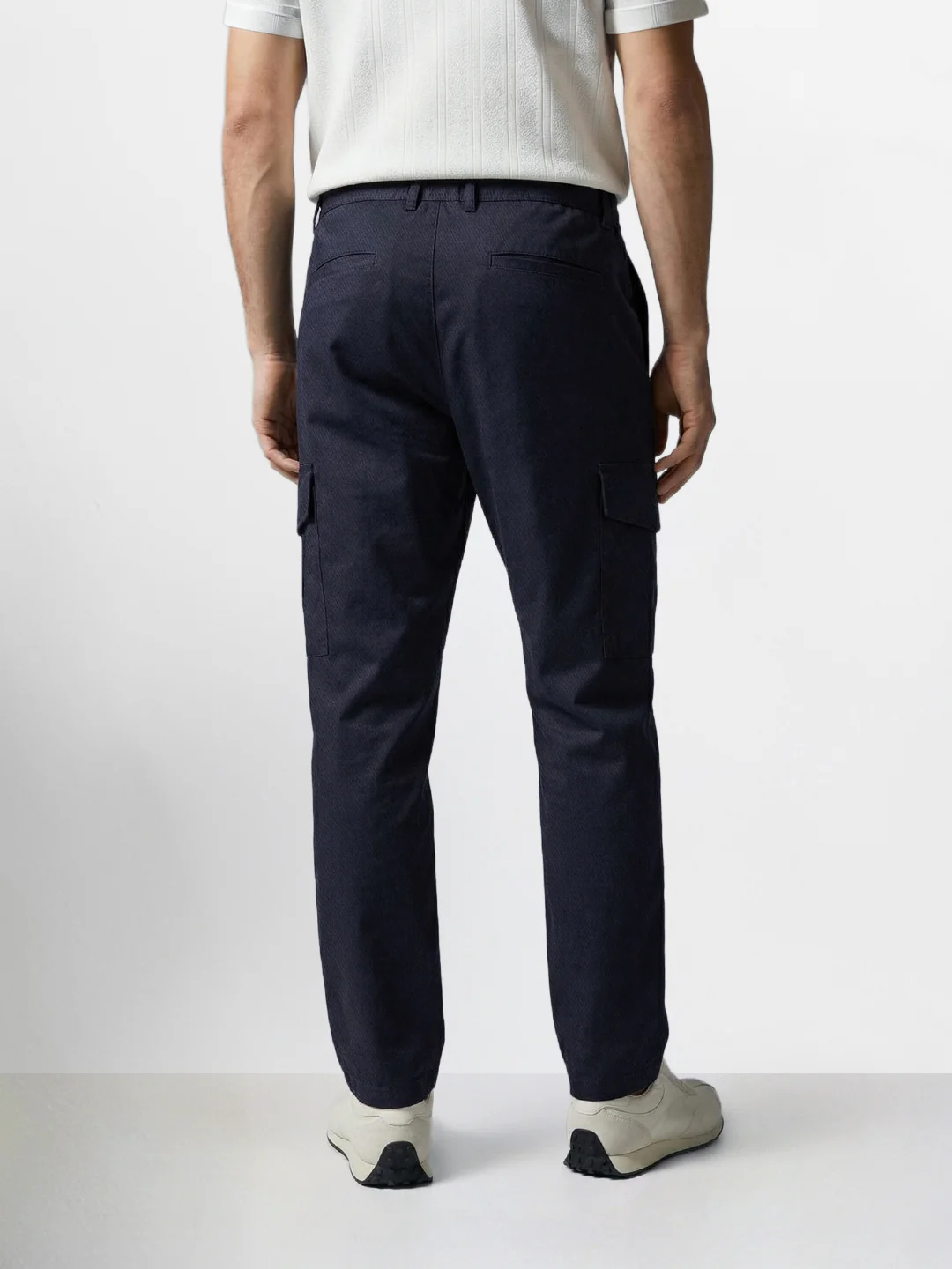 Men's Blue Relaxed Fit Solid Utility Joggers - Image 4