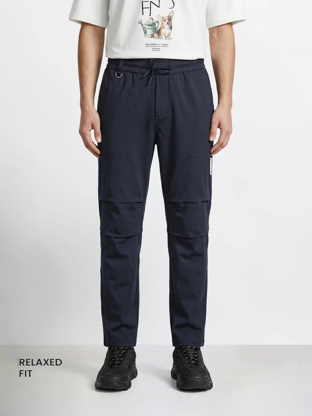 Men's Blue Relaxed Fit Solid Utility Joggers - Image 2