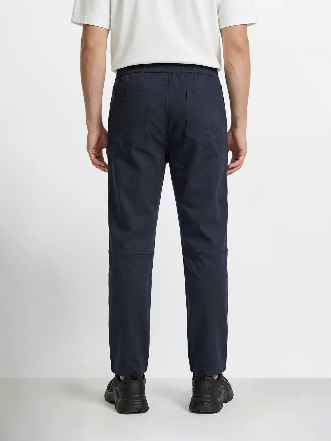 Men's Blue Relaxed Fit Solid Utility Joggers - Image 4