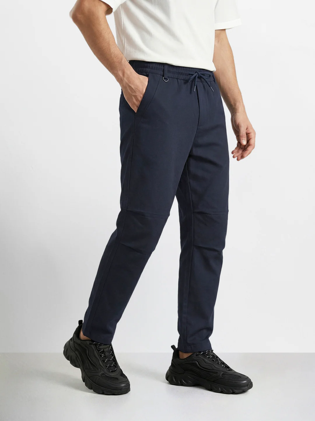 Men's Blue Relaxed Fit Solid Utility Joggers - Image 8