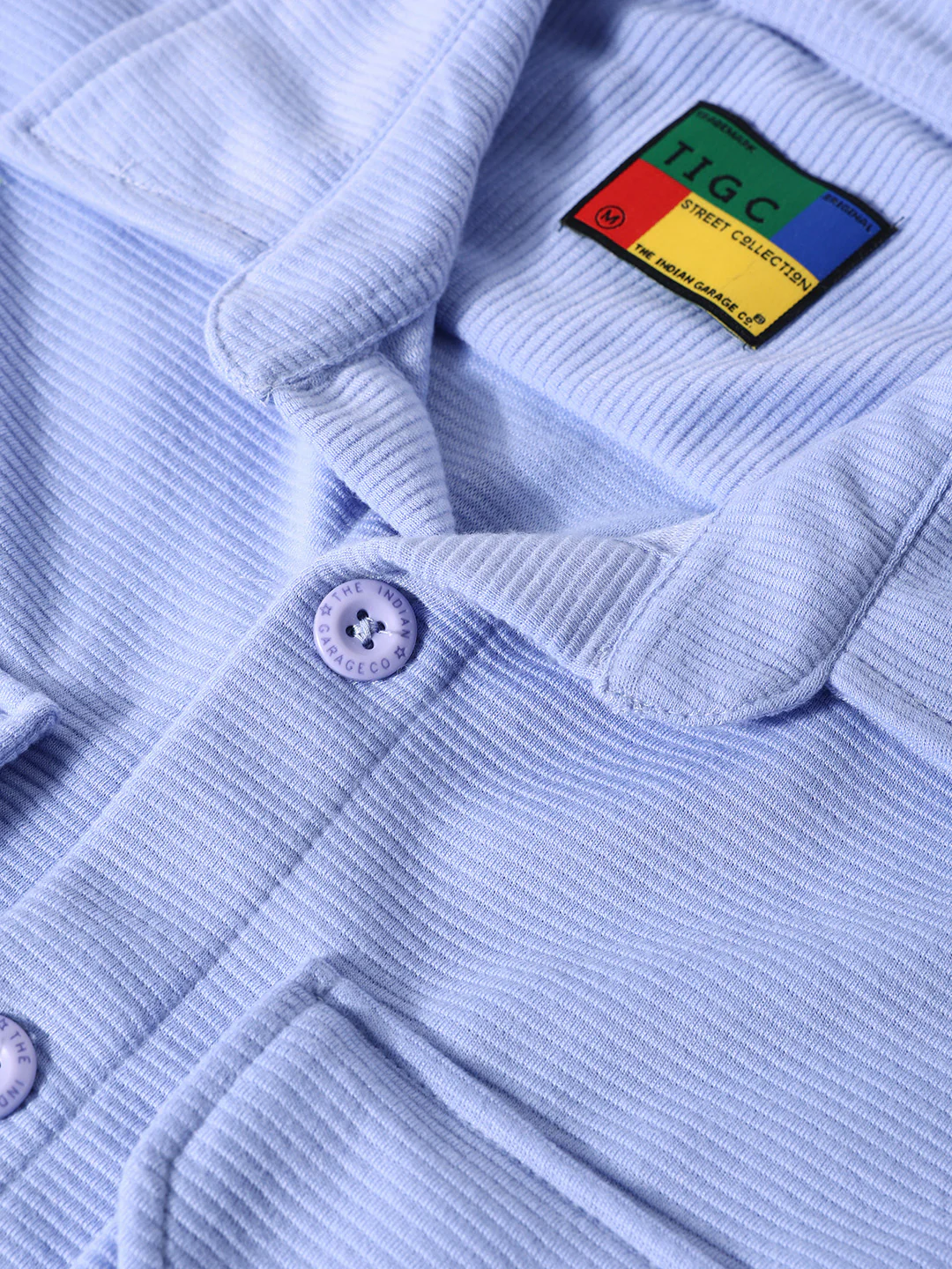 Men's Blue Relaxed Fit Solid Street Wear Shirt - Image 6