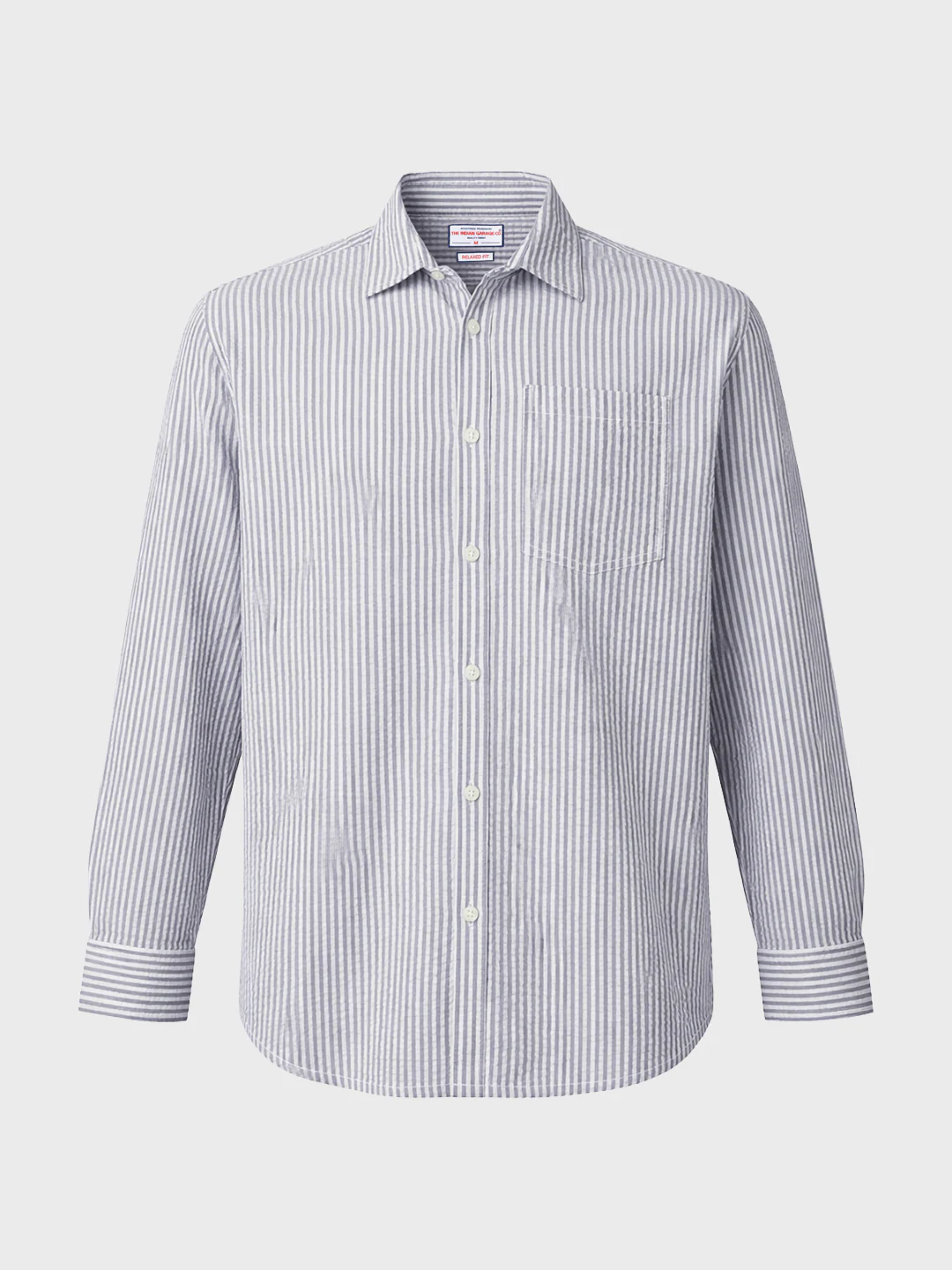 Men's Blue Relaxed Fit Striped Casual Shirt - Image 5