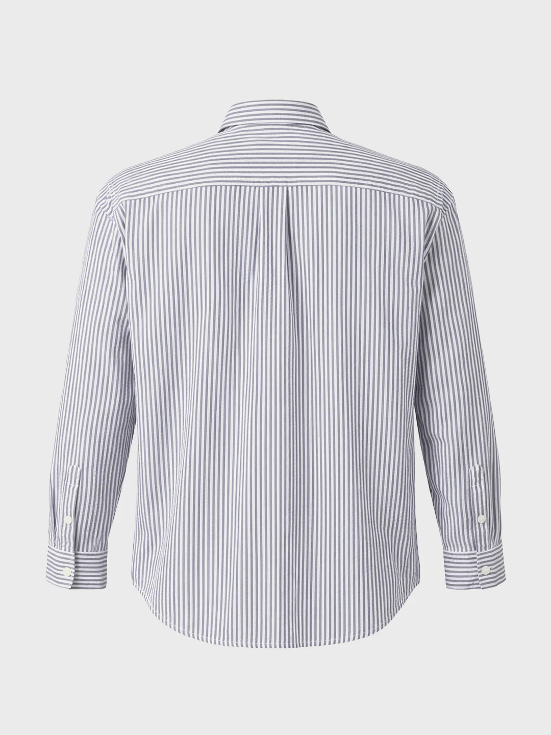 Men's Blue Relaxed Fit Striped Casual Shirt - Image 6