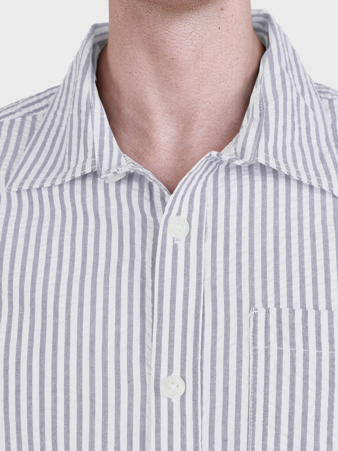 Men's Blue Relaxed Fit Striped Casual Shirt - Image 7