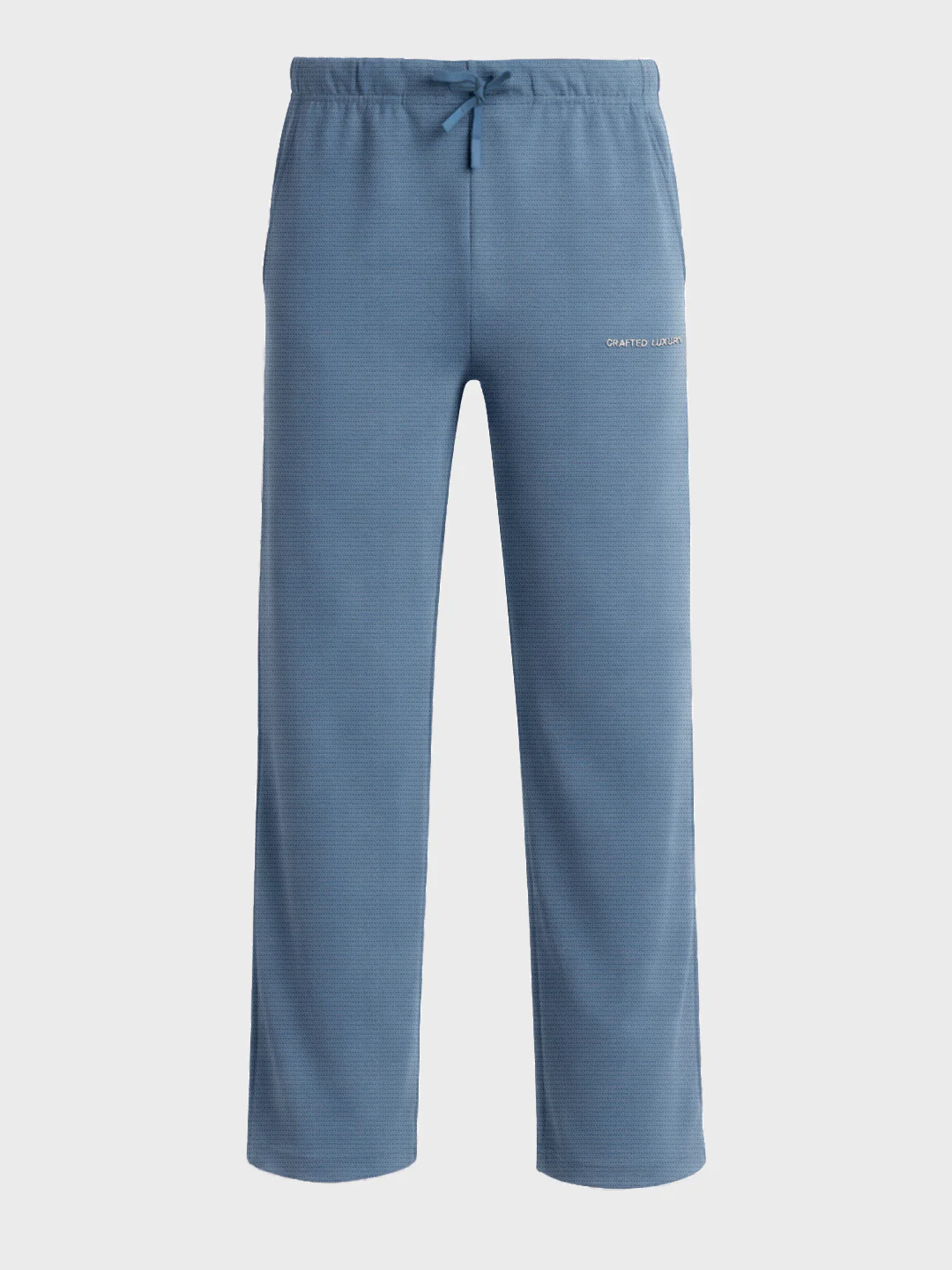 Men's Blue Relaxed Fit Textured Casual Joggers - Image 6