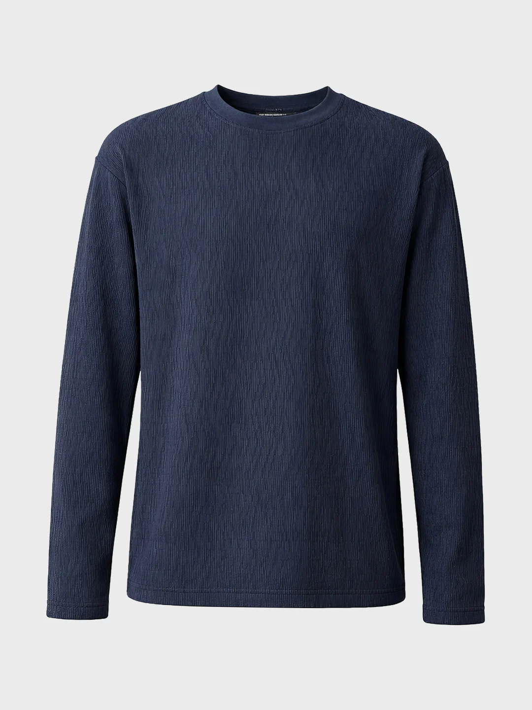 Men's Blue Relaxed Fit Textured Casual T-Shirts - Image 4