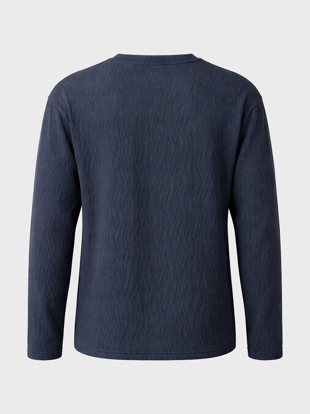 Men's Blue Relaxed Fit Textured Casual T-Shirts - Image 5