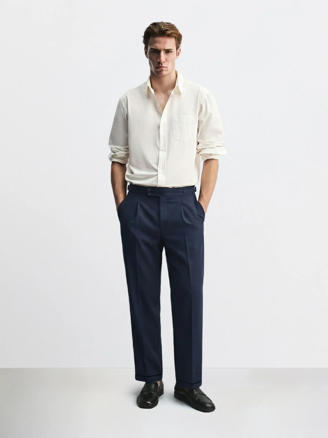Men's Blue Relaxed Fit Utility Solid Trousers - Image 3