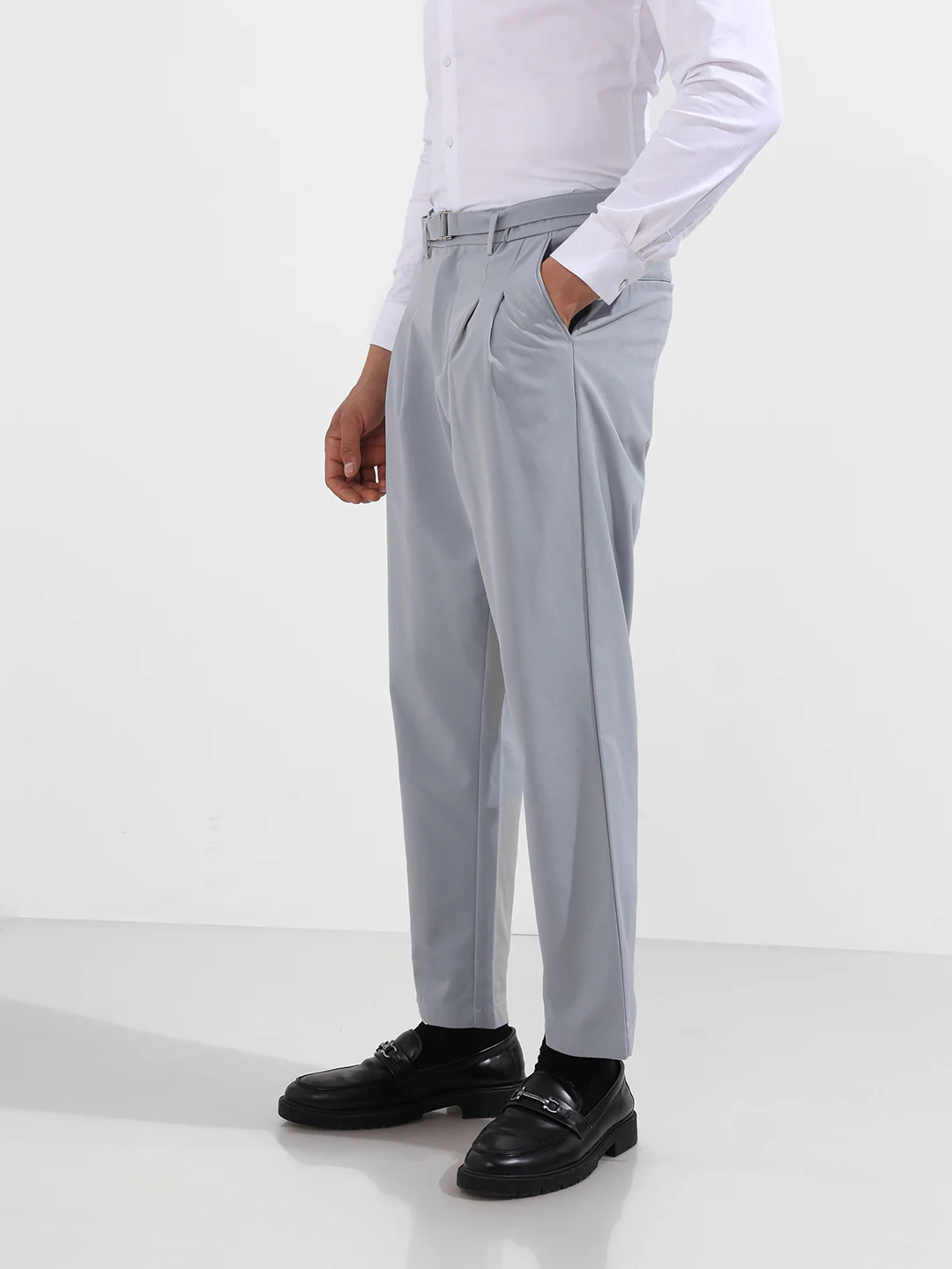 Men's Blue Relaxed Fit Utility Textured Trousers - Image 3