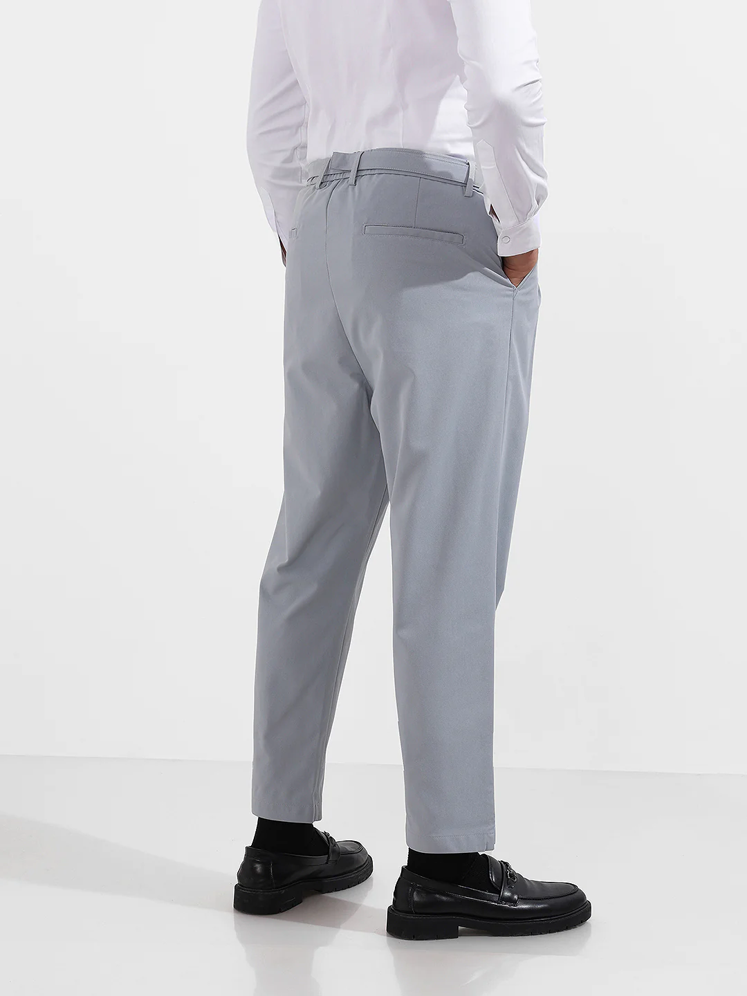 Men's Blue Relaxed Fit Utility Textured Trousers - Image 5
