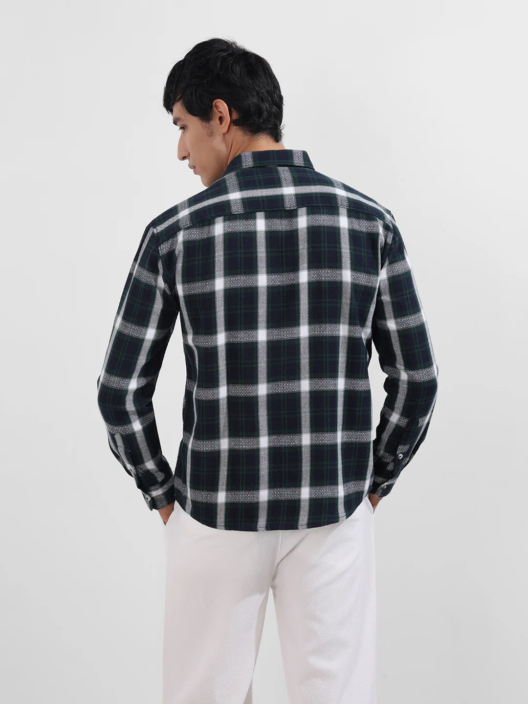 Men's Blue Relaxed Fit Vertical Stripes Utility Shirt - Image 6