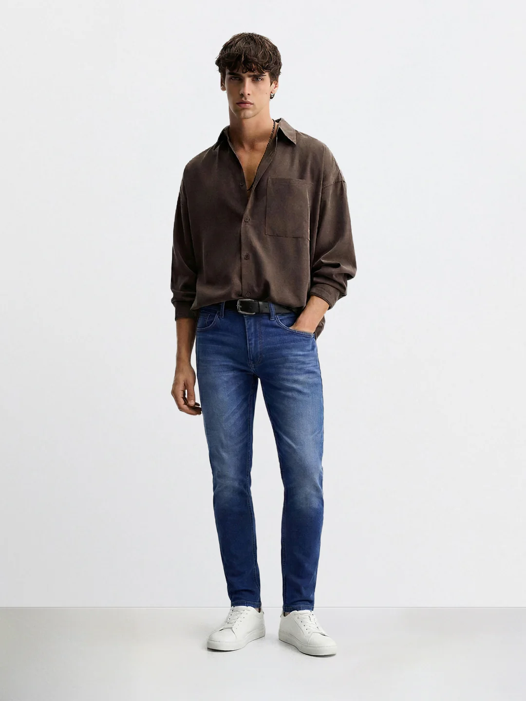 Men's Blue Slim Fit Casual Solid Jeans - Image 3