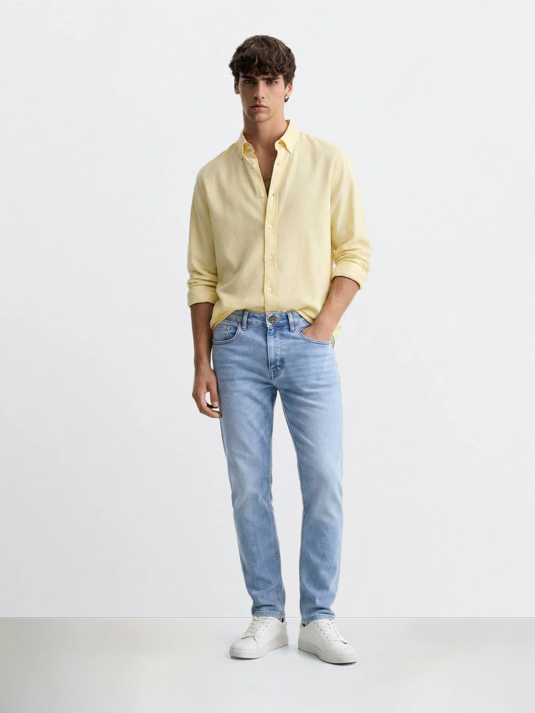 Men's Blue Slim Fit Casual Solid Jeans - Image 3