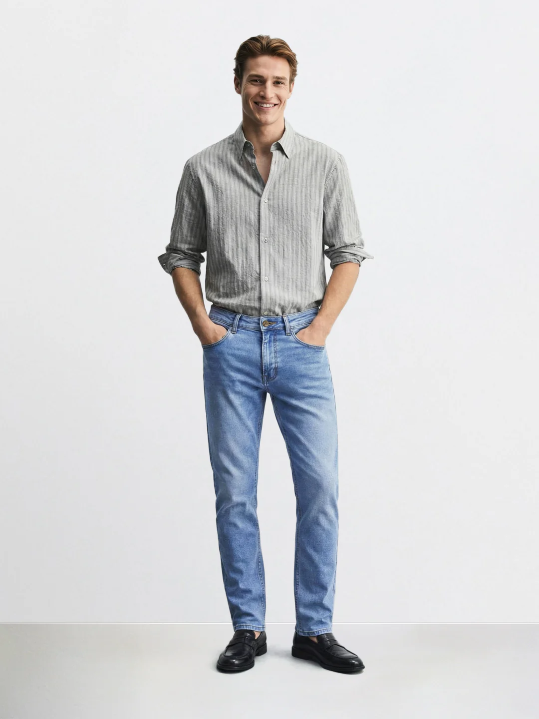 Men's Blue Slim Fit Casual Solid Jeans - Image 3