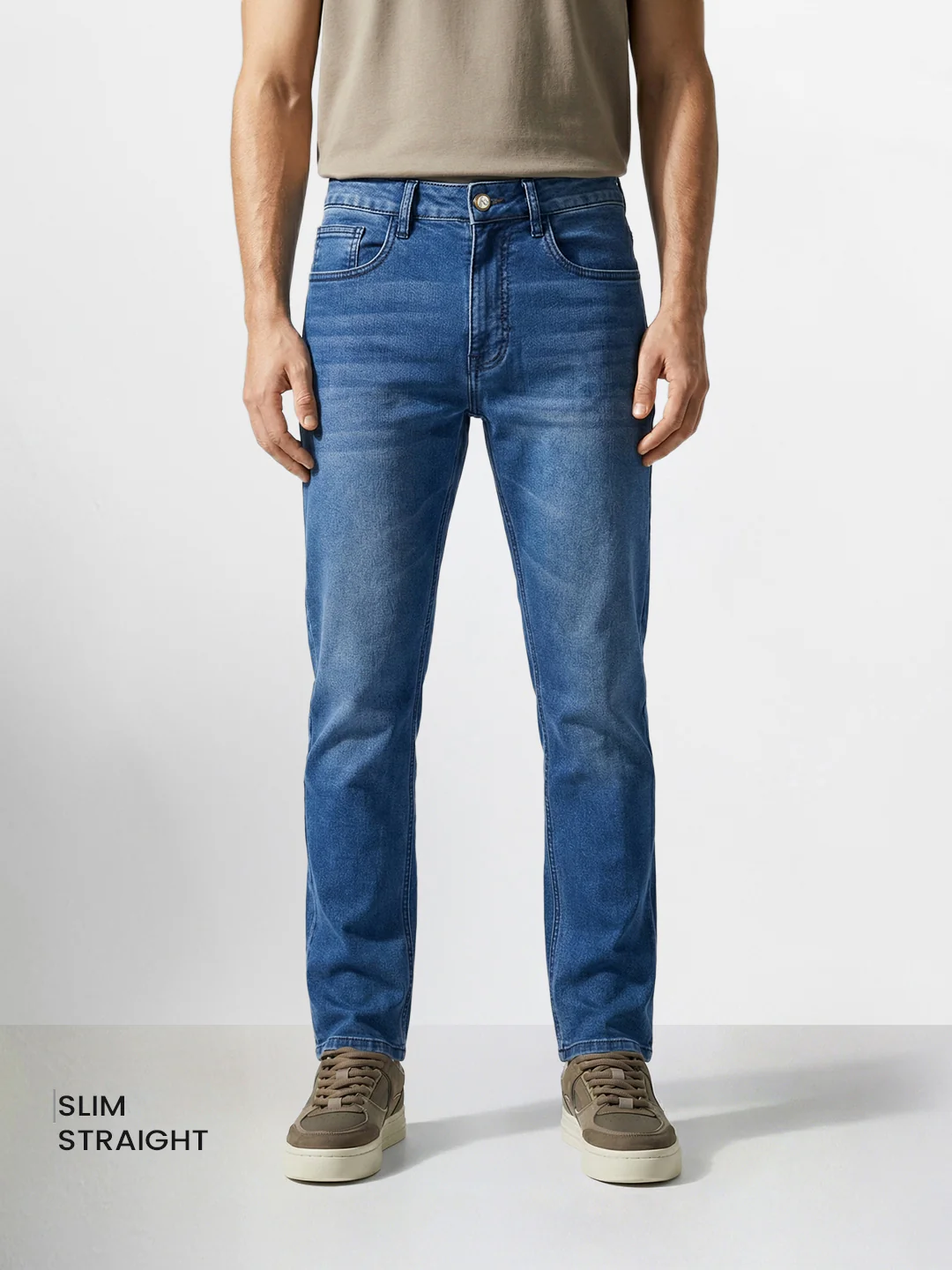Men's Blue Slim Fit Casual Solid Jeans - Image 2