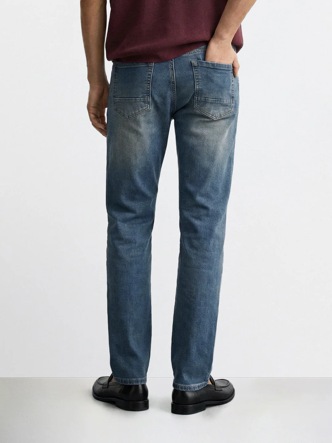 Men's Blue Slim Fit Casual Solid Jeans - Image 2