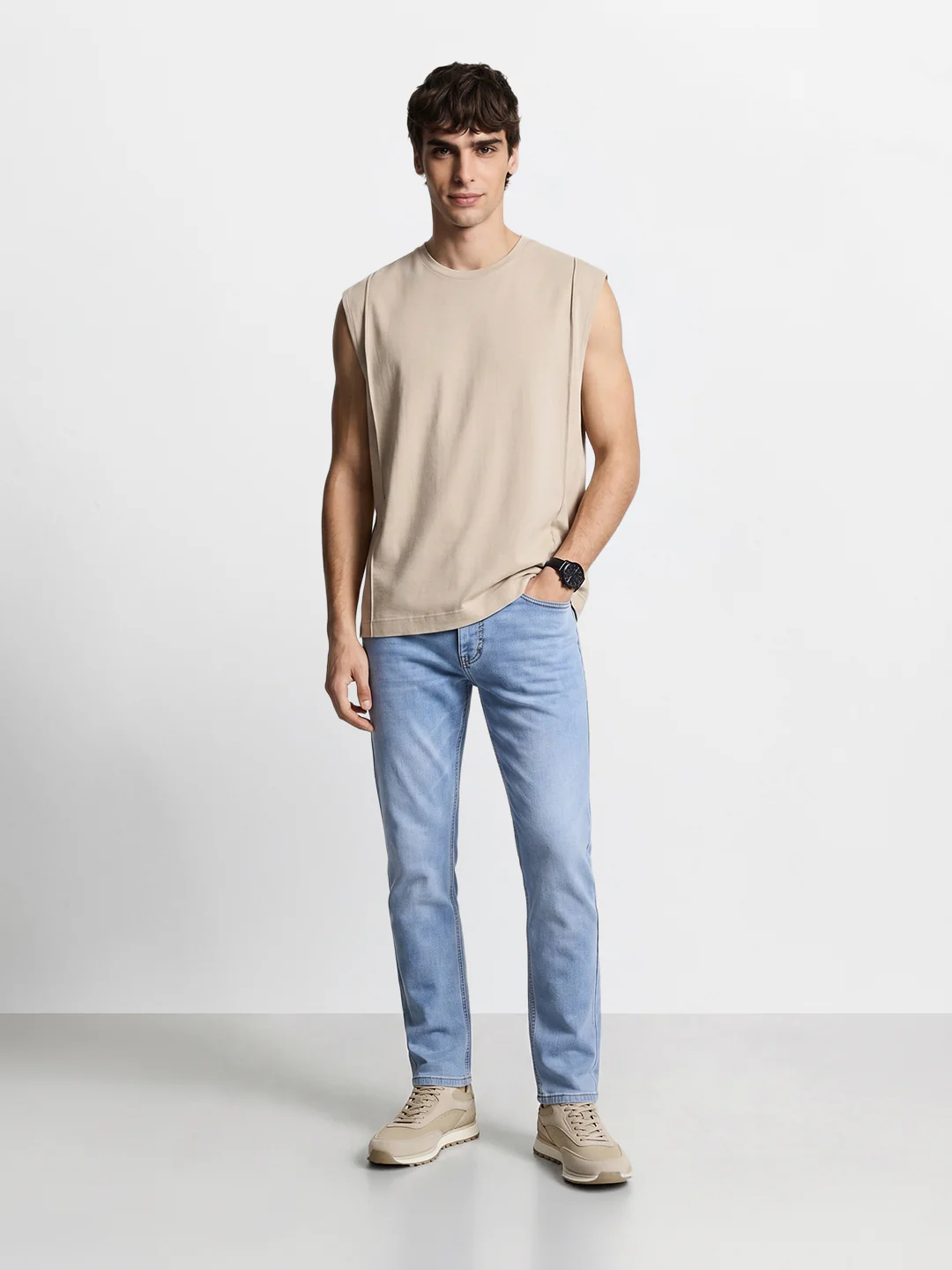 Men's Blue Slim Fit Casual Solid Jeans - Image 7