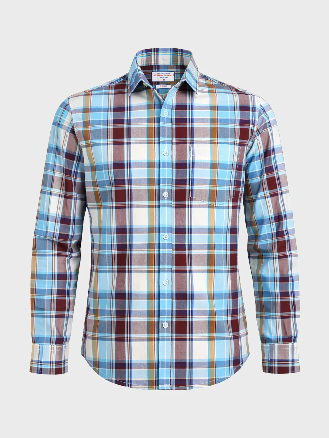 Men's Blue Slim Fit Checked Casual Shirt - Image 6