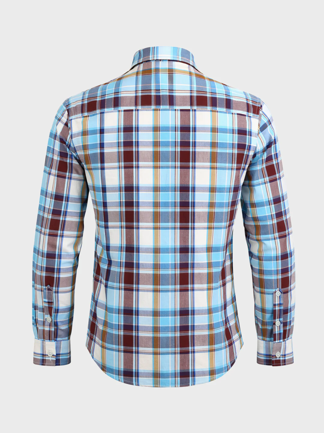 Men's Blue Slim Fit Checked Casual Shirt - Image 7