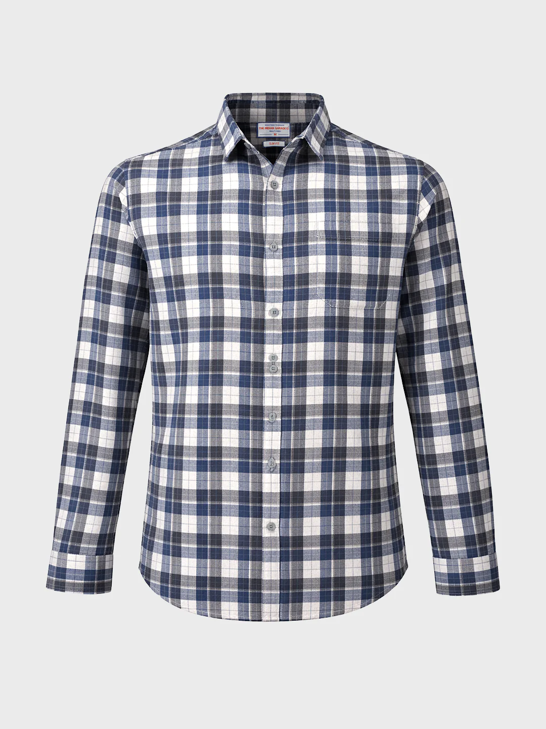 Men's Blue Slim Fit Checkered Casual Shirt - Image 4