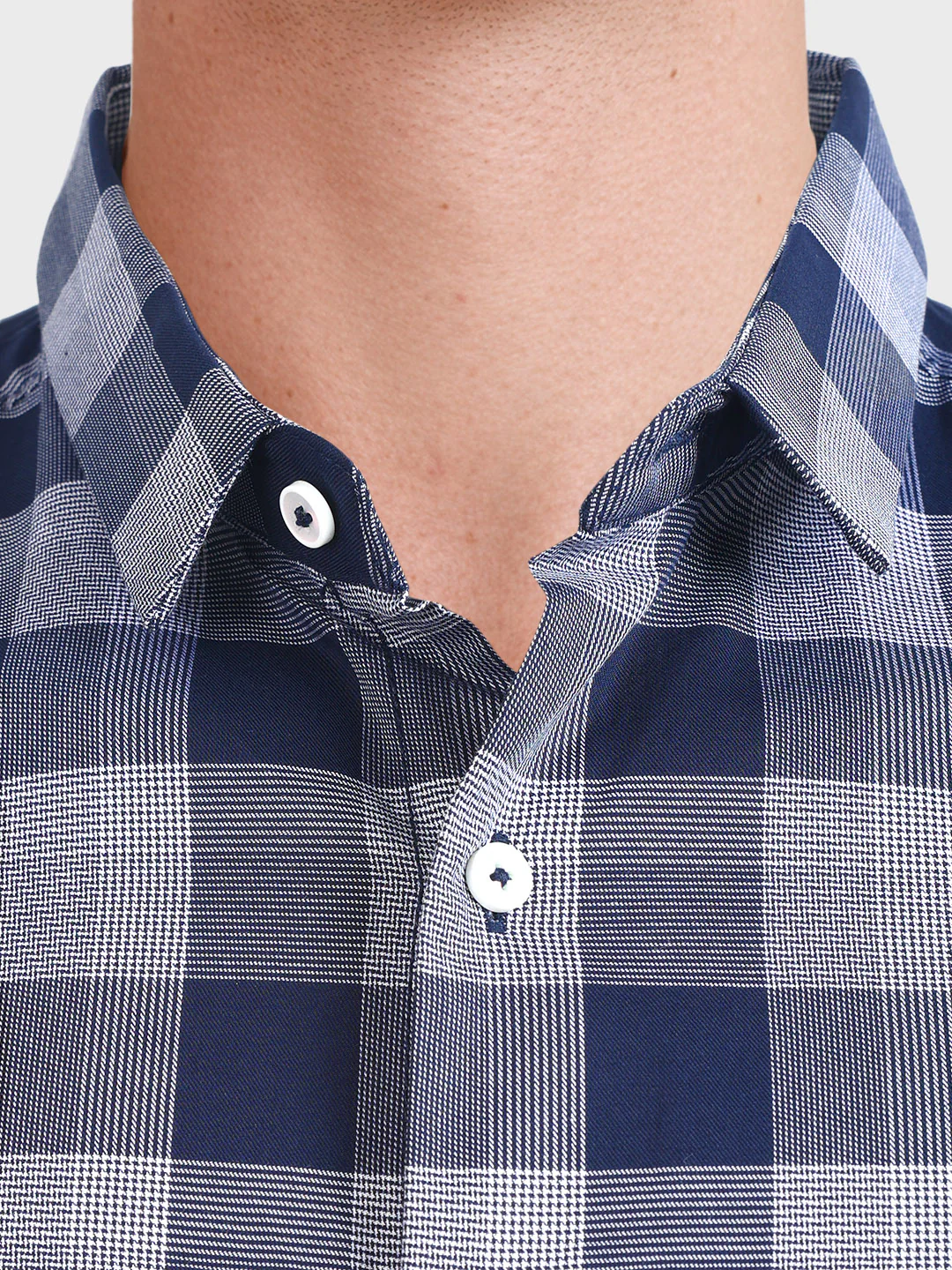 Men's Blue Slim Fit Checked Casual Shirt - Image 3
