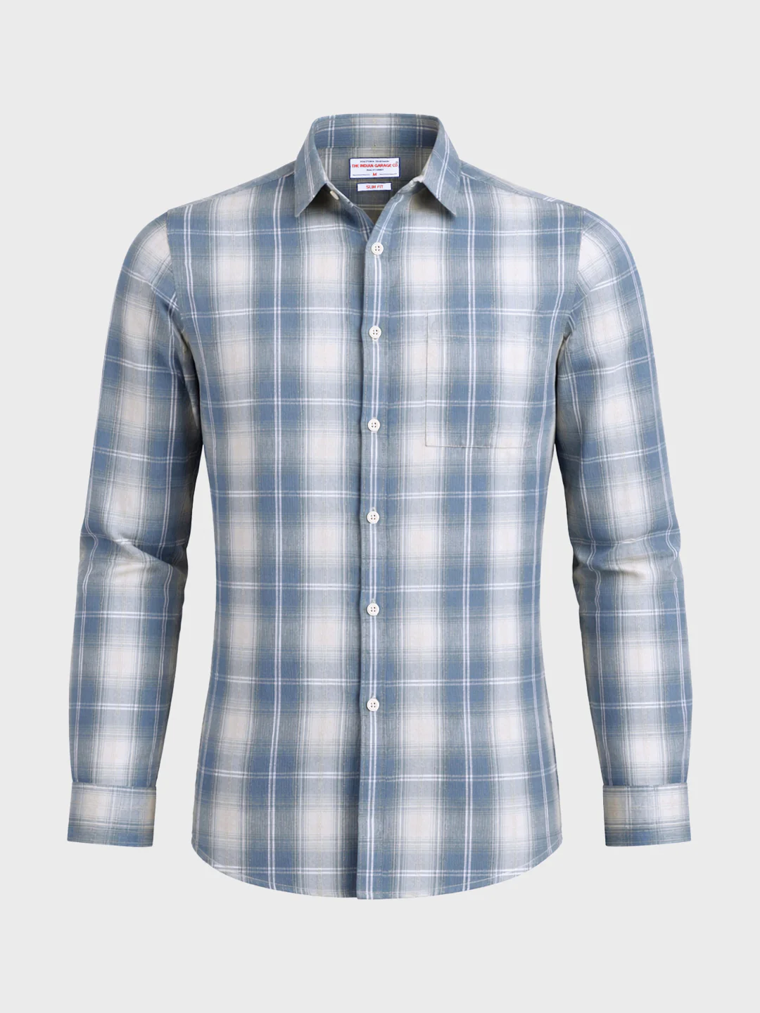 Men's Blue Slim Fit Checked Casual Shirt - Image 4