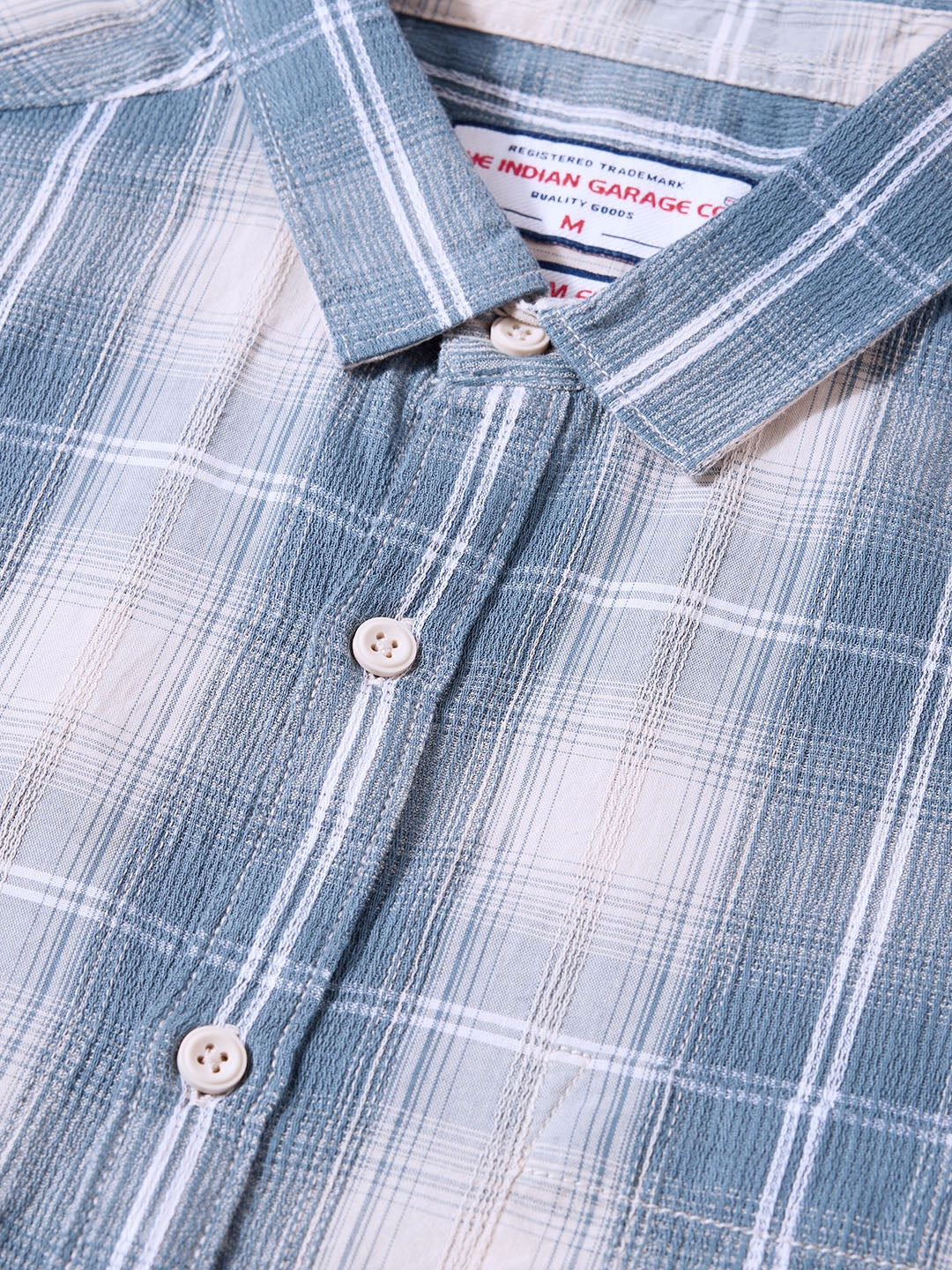 Men's Blue Slim Fit Checked Casual Shirt - Image 6
