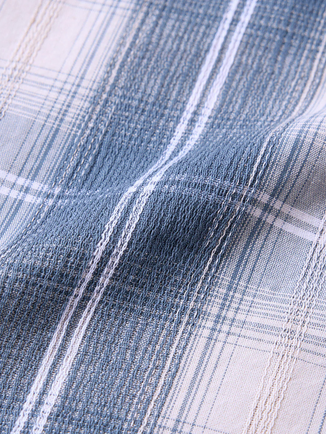 Men's Blue Slim Fit Checked Casual Shirt - Image 7