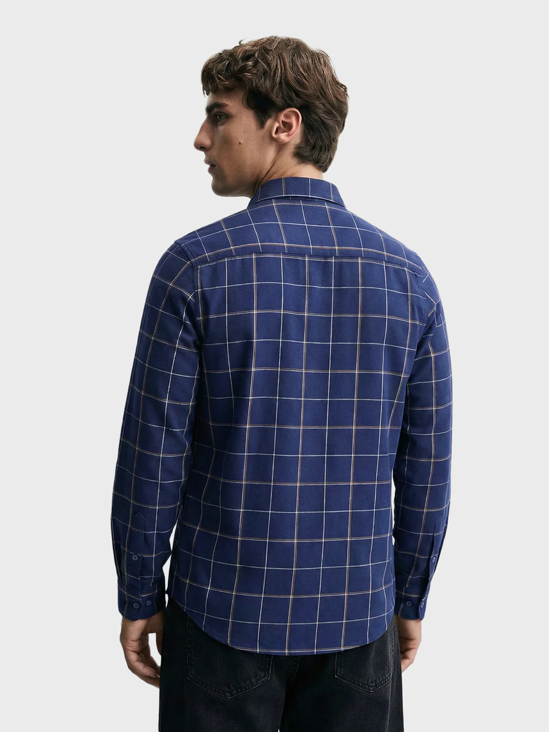 Men's Blue Slim Fit Checked Casual Shirt - Image 2