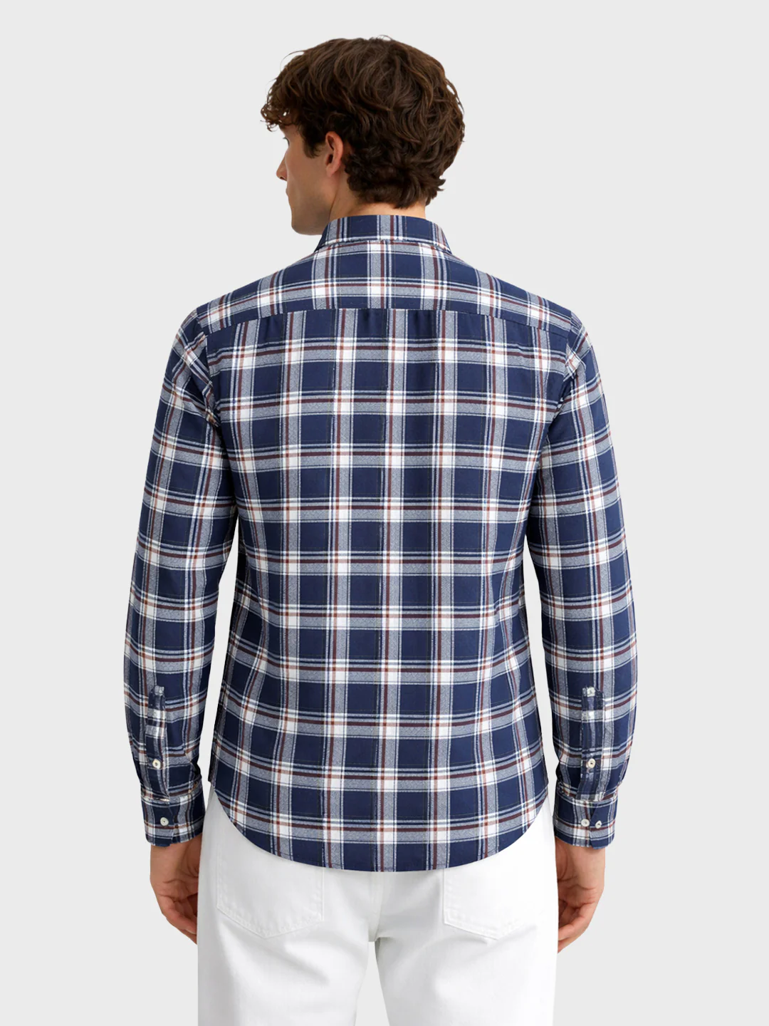 Men's Blue Slim Fit Checked Casual Shirt - Image 4
