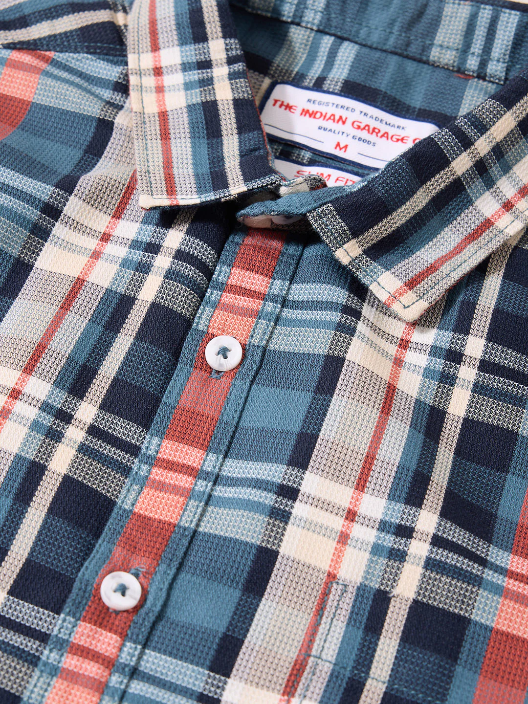 Men's Blue Slim Fit Checked Casual Shirt - Image 3