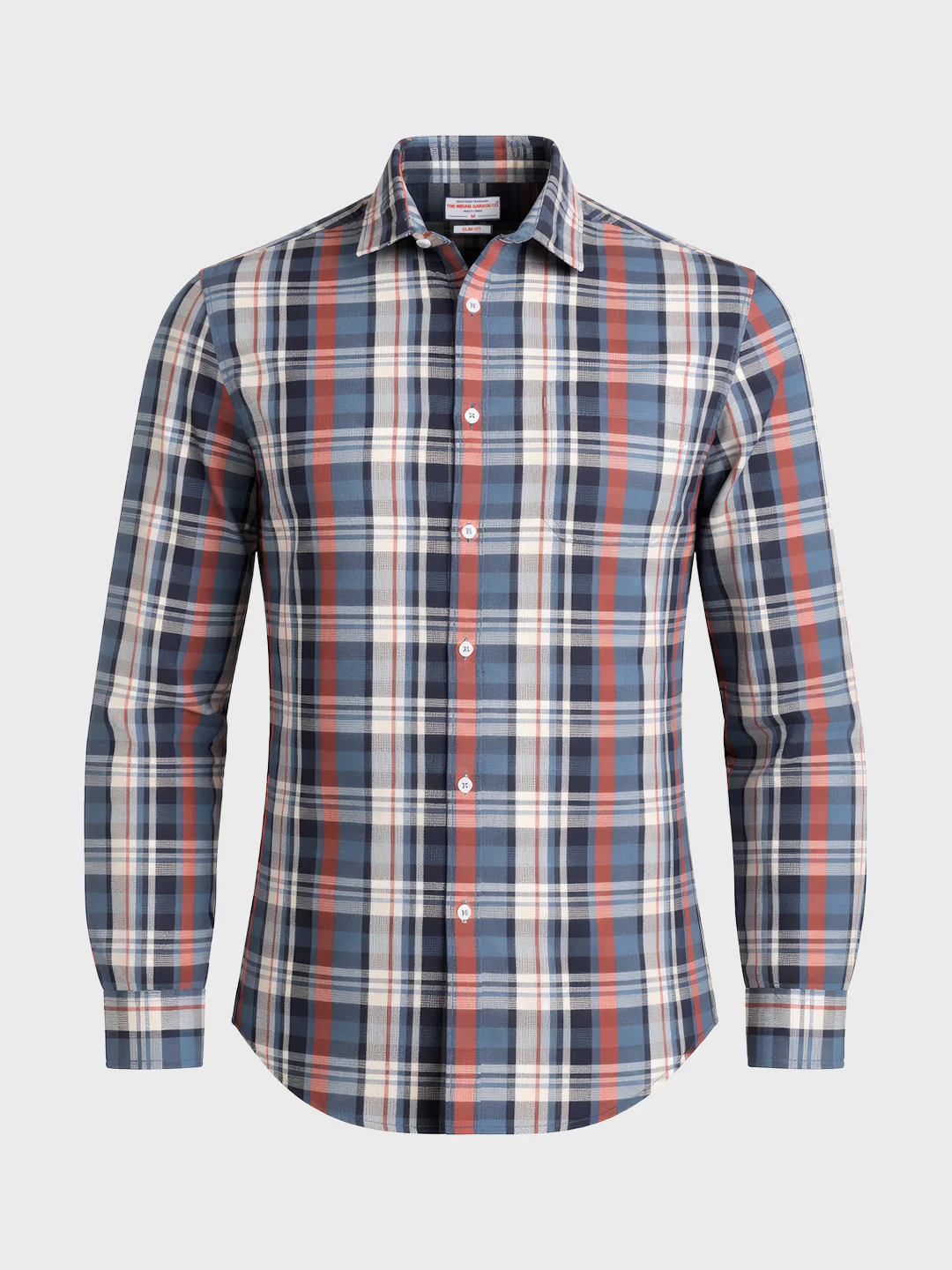 Men's Blue Slim Fit Checked Casual Shirt - Image 5