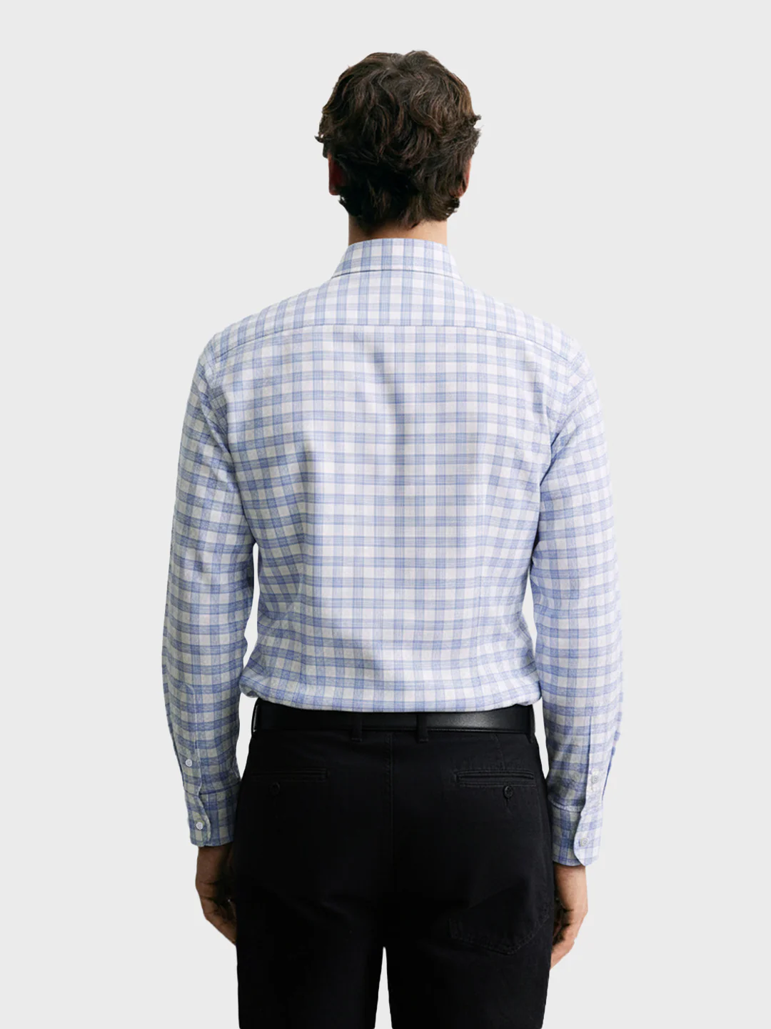 Men's Blue Slim Fit Checked Formal Shirt - Image 2