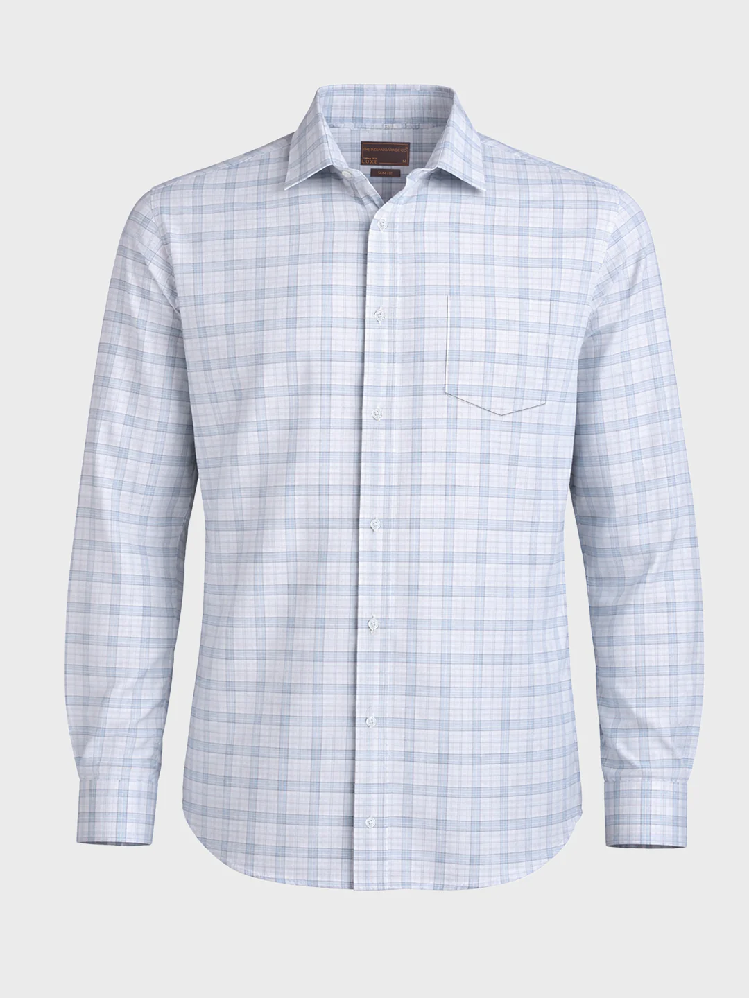 Men's Blue Slim Fit Checked Formal Shirt - Image 4