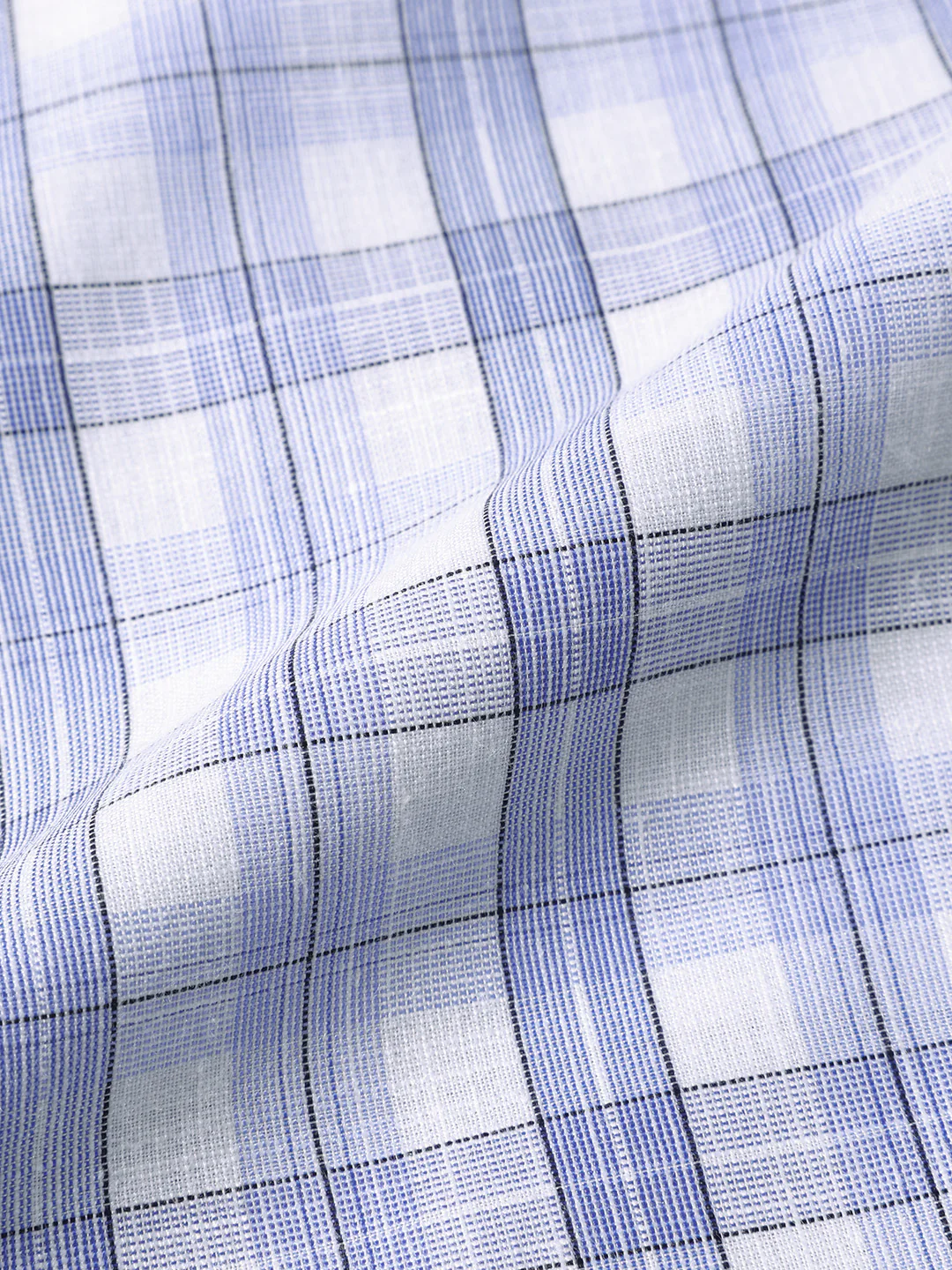 Men's Blue Slim Fit Checked Formal Shirt - Image 6