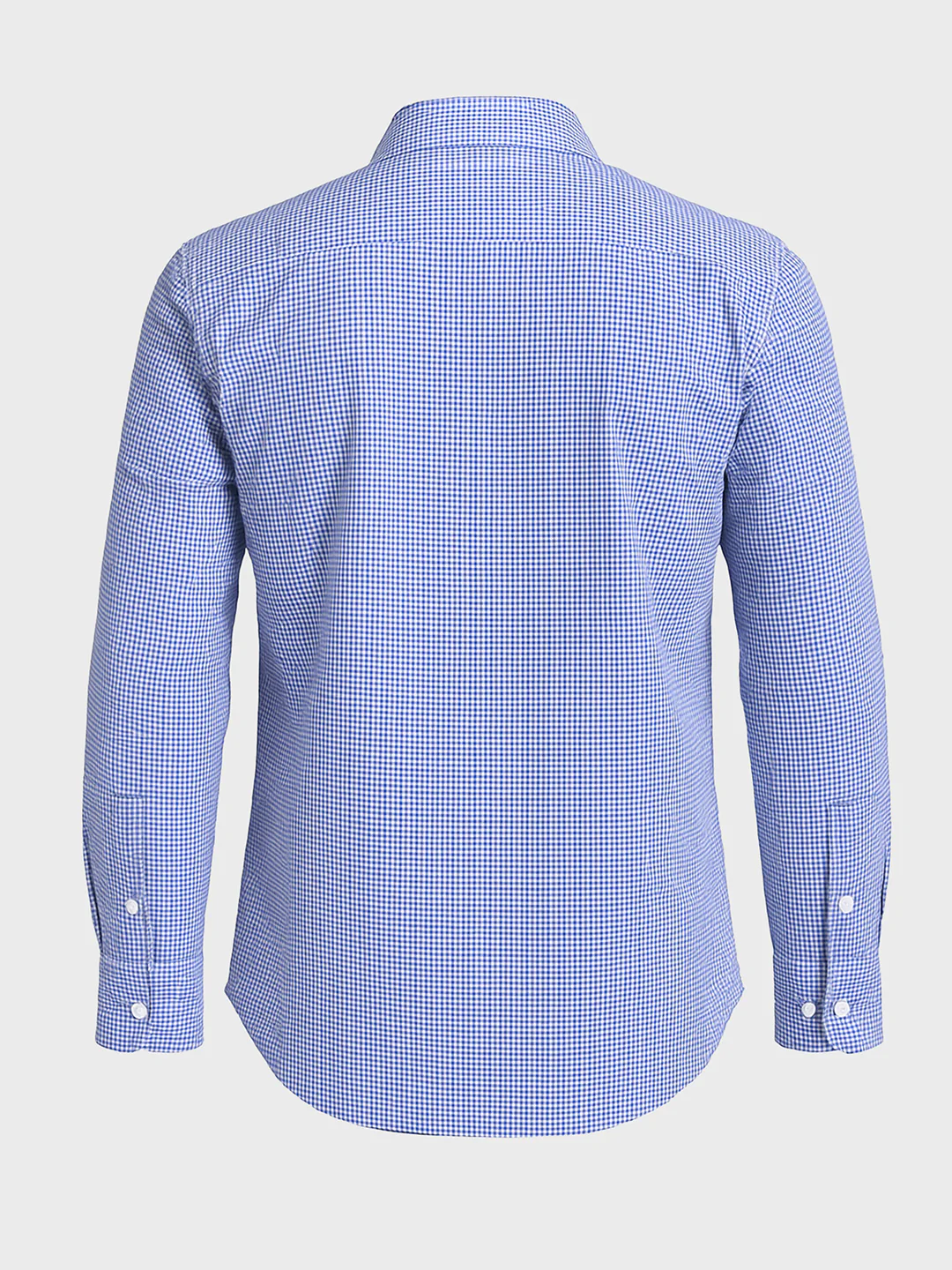 Men's Blue Slim Fit Checked Formal Shirt - Image 4