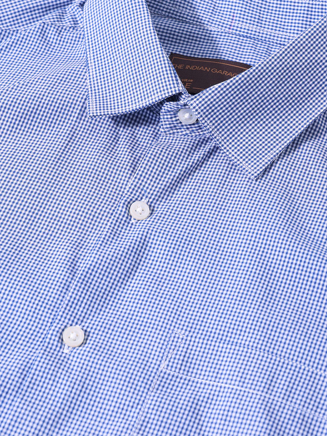 Men's Blue Slim Fit Checked Formal Shirt - Image 5