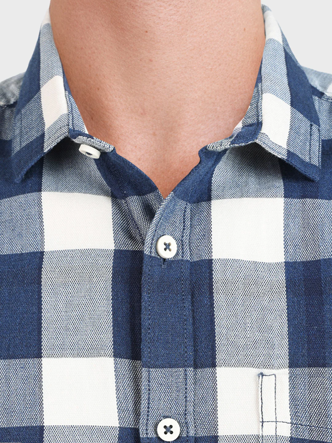 Men's Blue Slim Fit Checkered Casual Shirt - Image 3