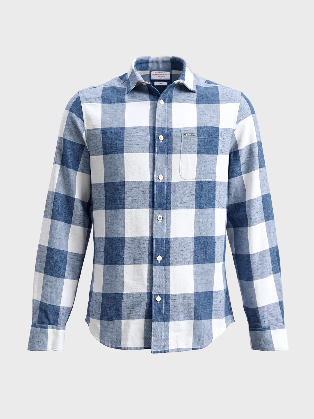 Men's Blue Slim Fit Checkered Casual Shirt - Image 6