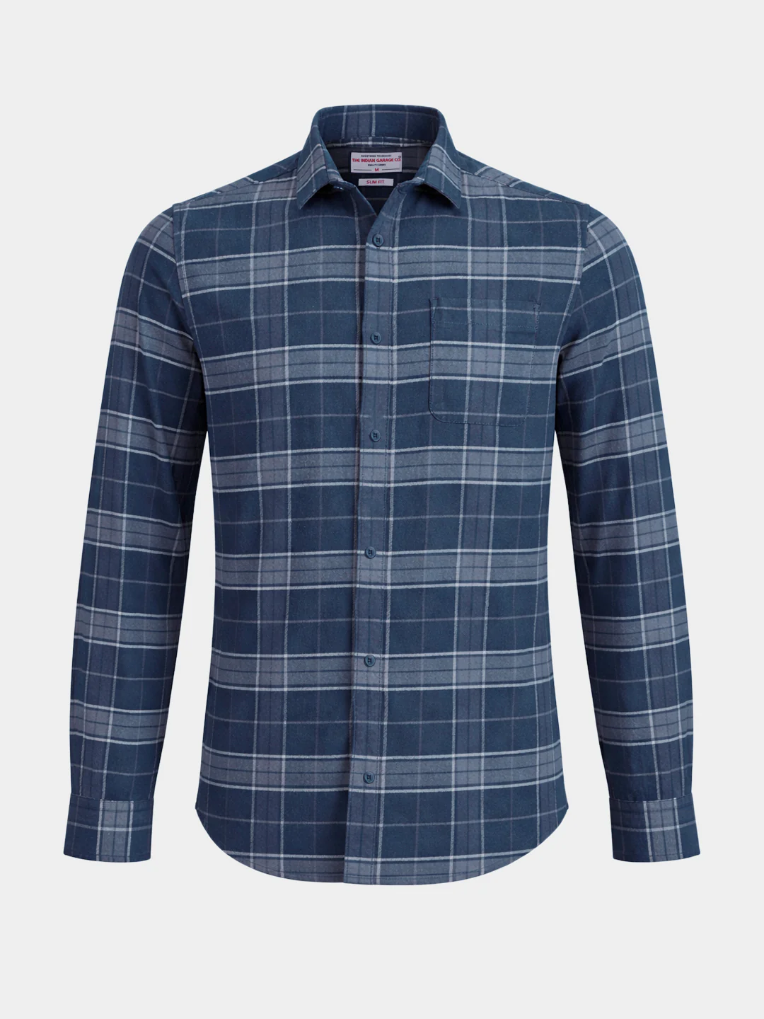 Men's Blue Slim Fit Checkered Casual Shirt - Image 5