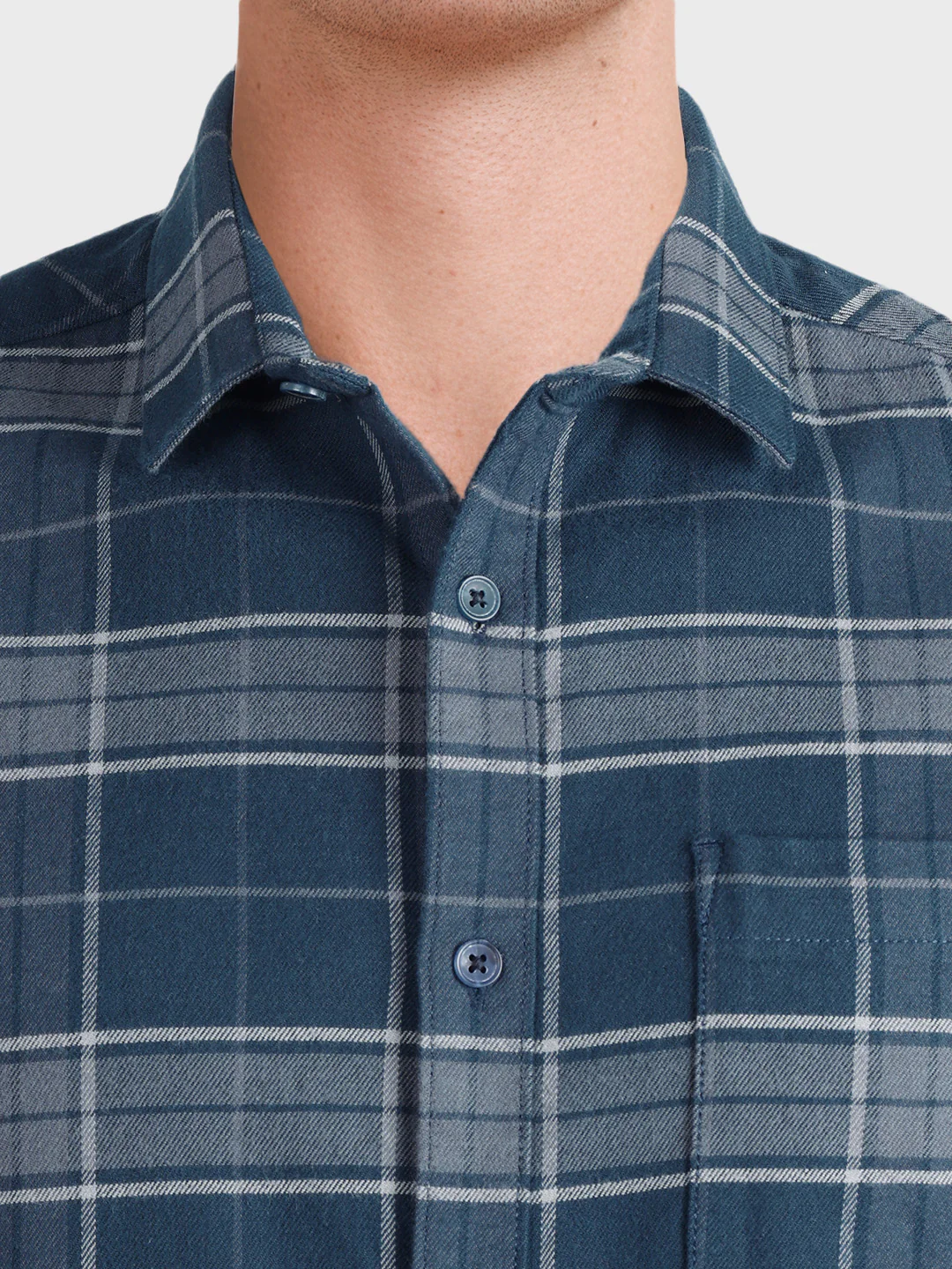 Men's Blue Slim Fit Checkered Casual Shirt - Image 7