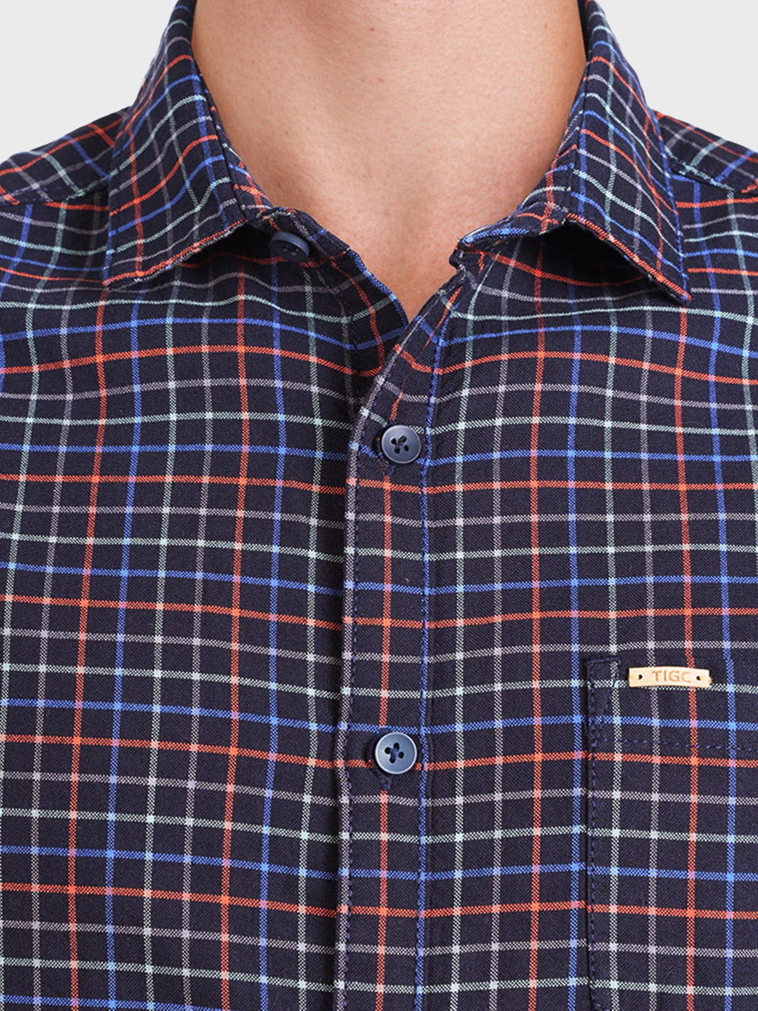 Men's Blue Slim Fit Checkered Casual Shirt - Image 3