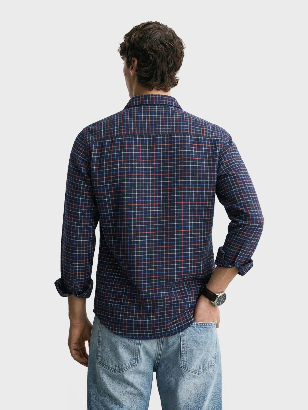 Men's Blue Slim Fit Checkered Casual Shirt - Image 5