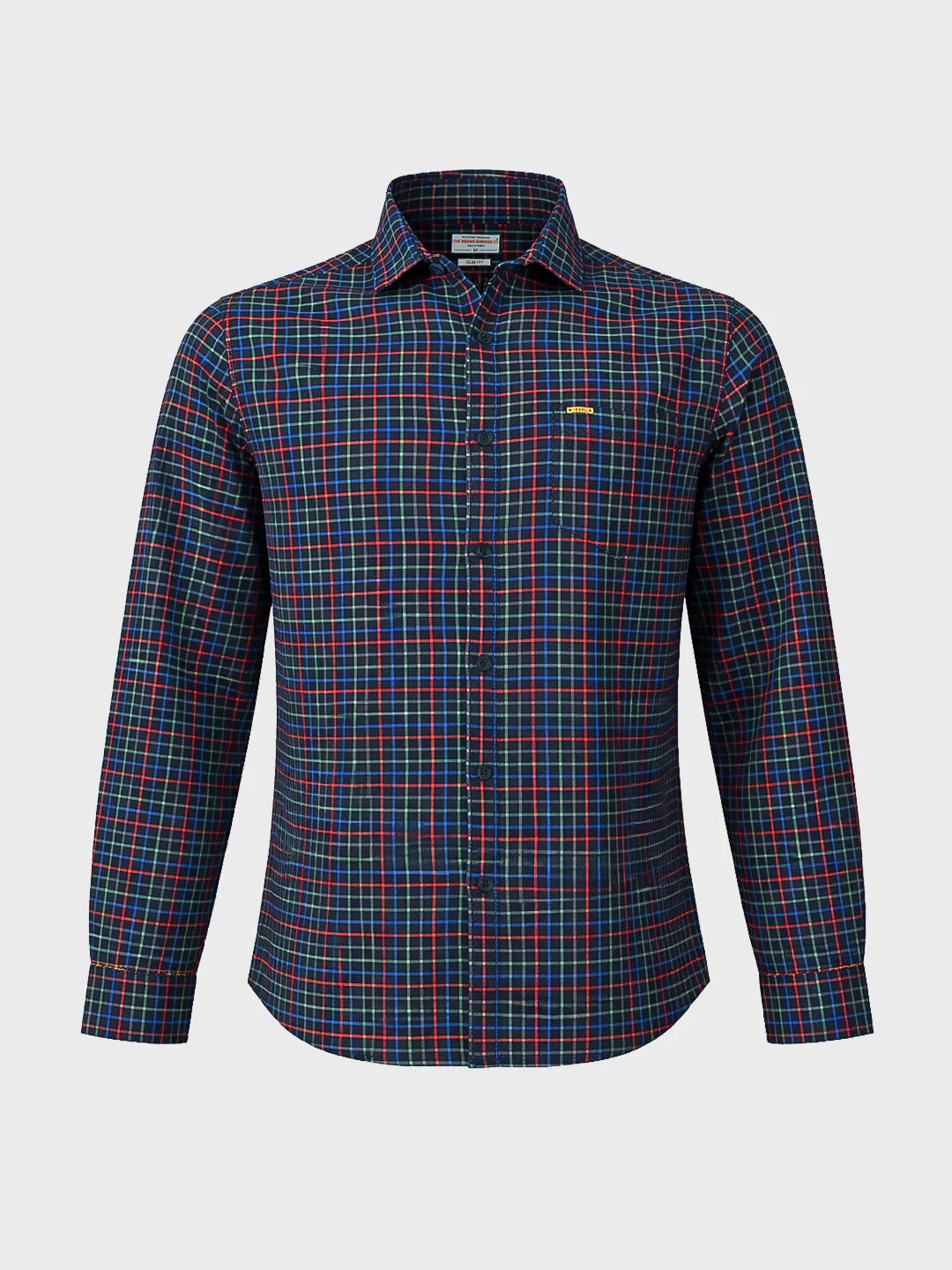 Men's Blue Slim Fit Checkered Casual Shirt - Image 6