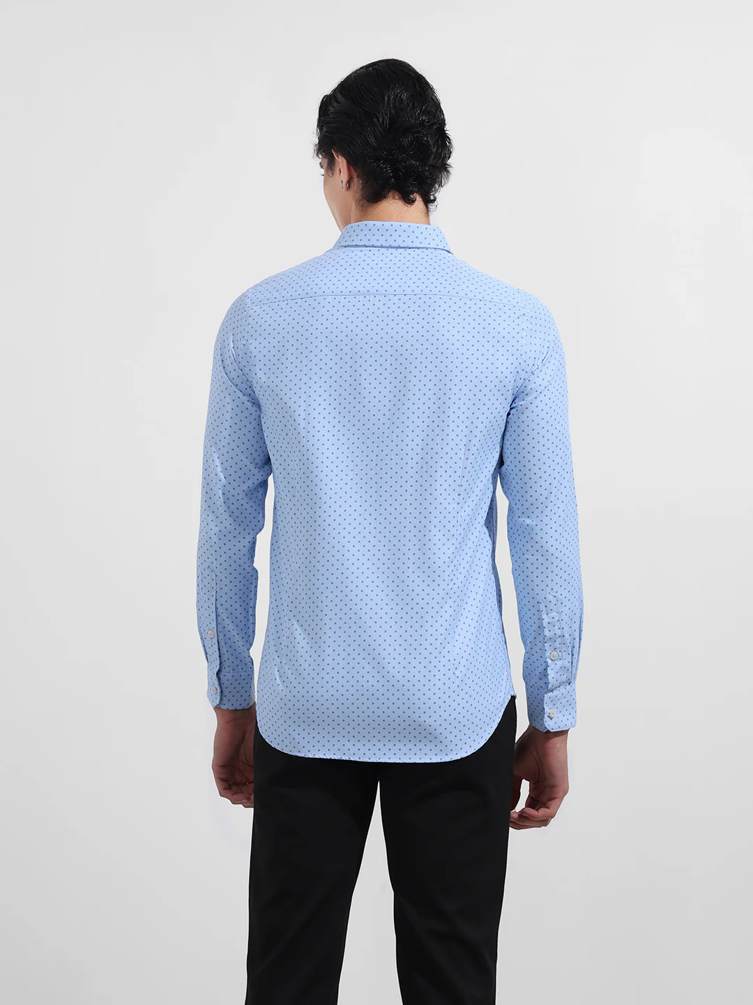 Men's Blue Slim Fit Ditsy Formal Shirt - Image 5
