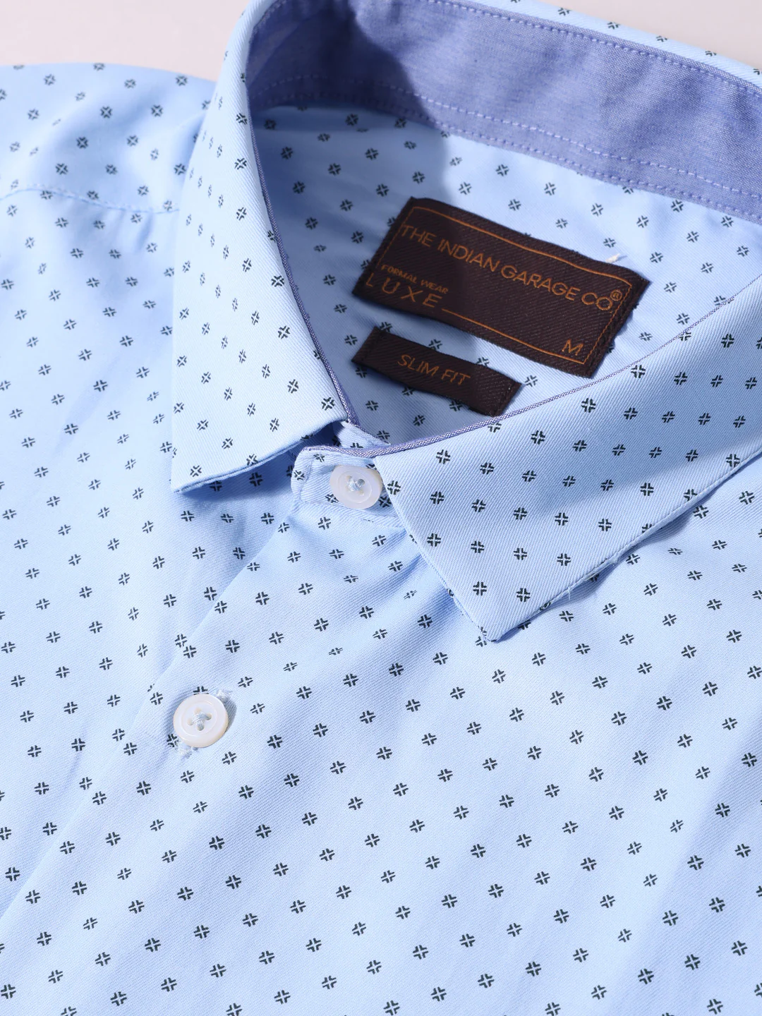 Men's Blue Slim Fit Ditsy Formal Shirt - Image 6