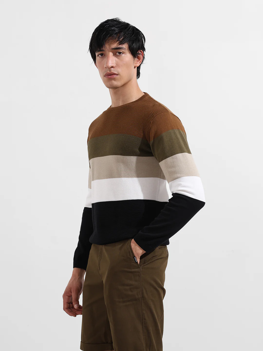 Men's Blue Slim Fit Flat Knit T-Shirt - Image 4
