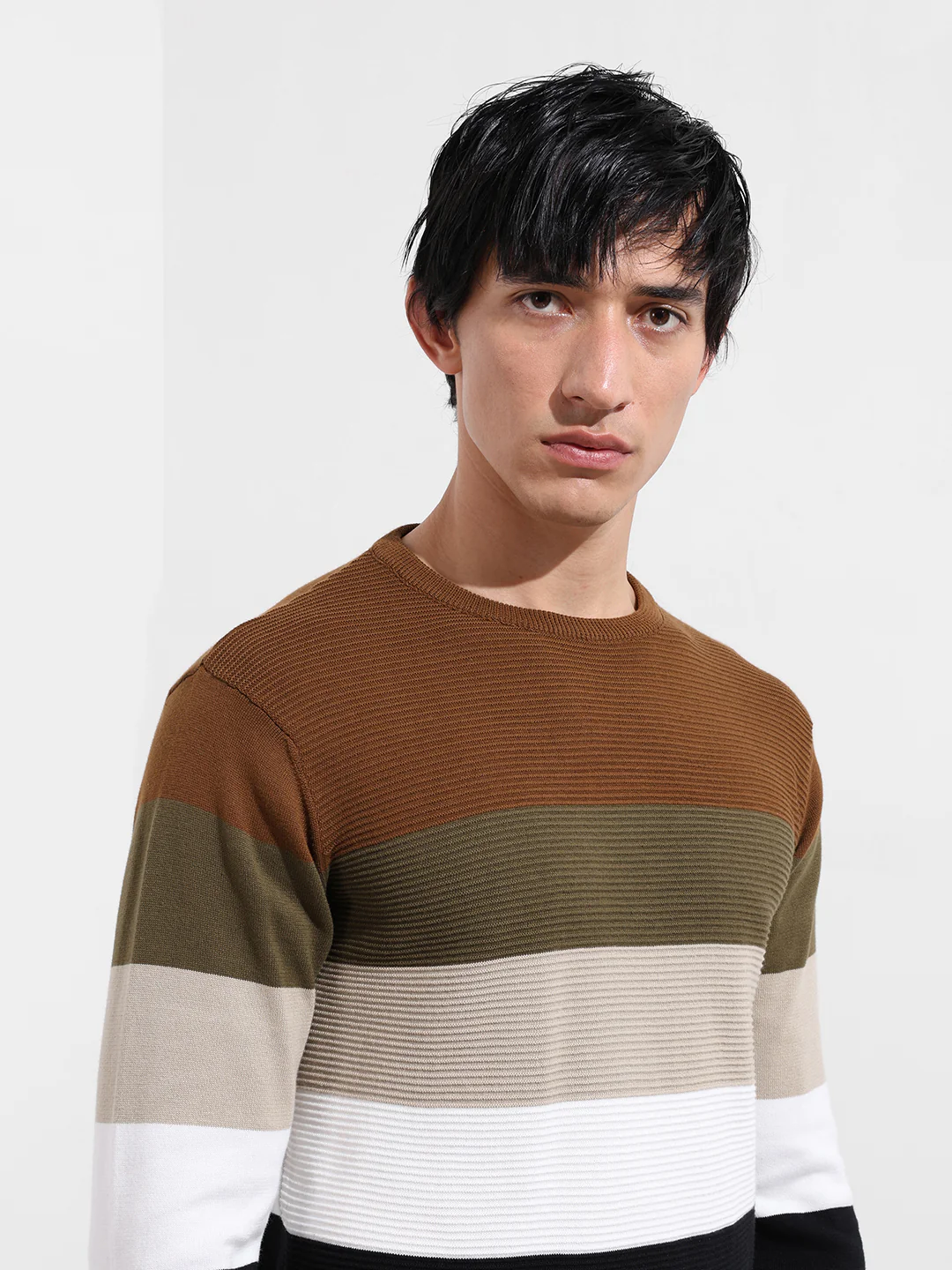 Men's Blue Slim Fit Flat Knit T-Shirt - Image 5